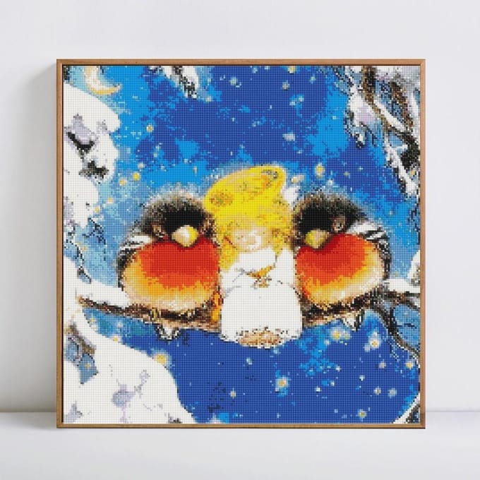 Vente Broderie Diamant DIY Oiseau Peinture Diamant Mosaïque Diamant Rond Complet Image 30x30CM blue