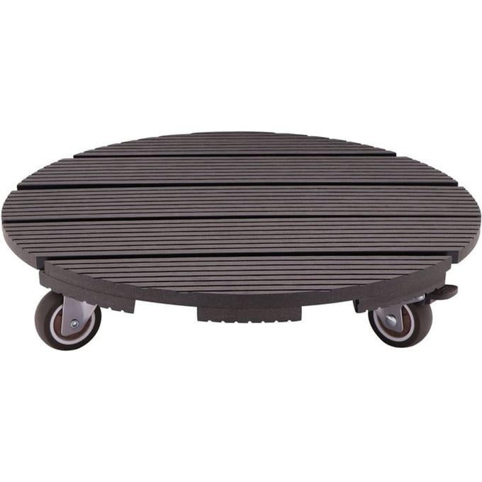 Support de pot a roulettes - NATURE - WPC - H8,6 x Ø38 cm - 4 roulettes - Anthracite