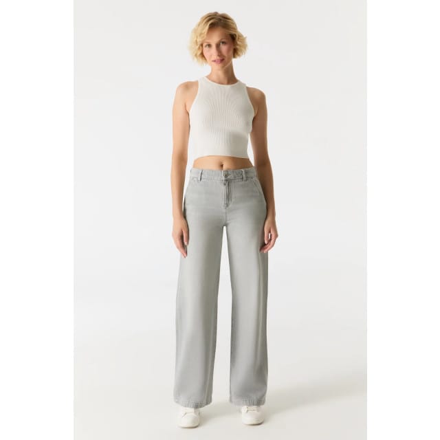 Cup of Joe Maxine wide leg jeans light grey