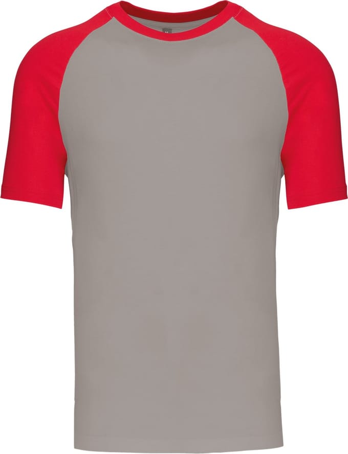 Kariban Baseball - Tweekleurig t-shirt K330 - Light Grey / Red - M