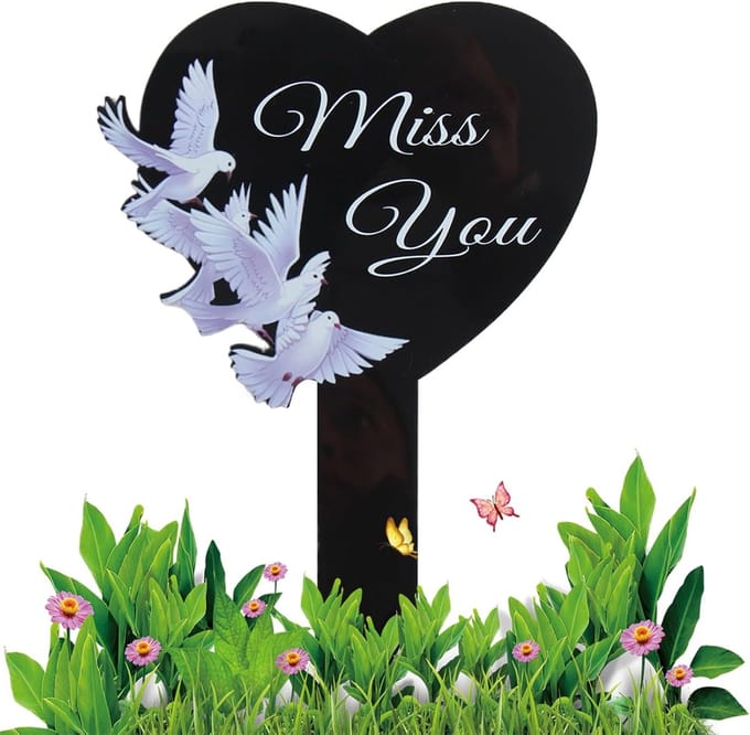 Grafmarkering Hart - Herdenkingssteen - Begraafplaats decoratie - Waterdicht metaal - 20 cm hoog - Zwart
