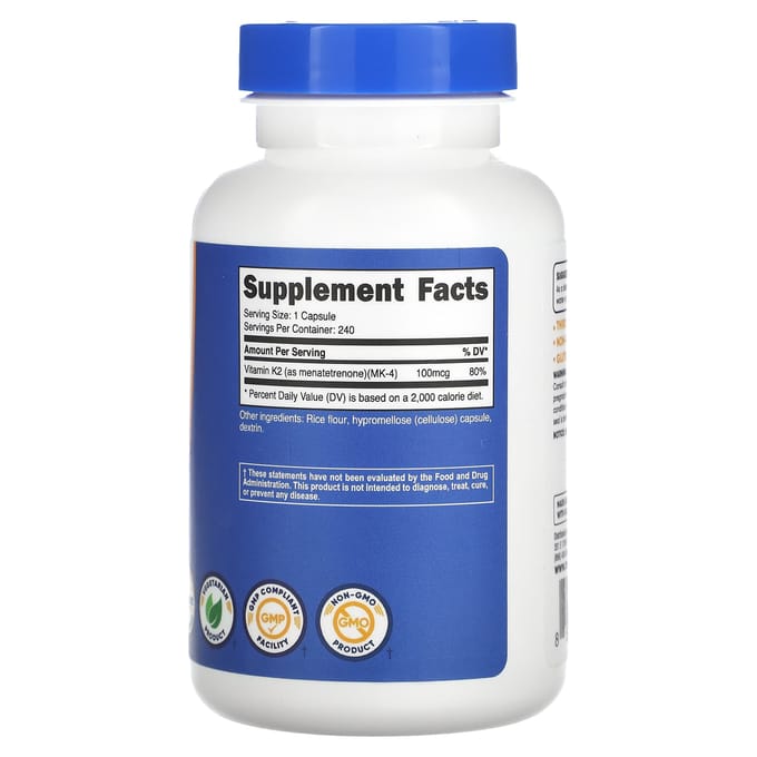 Vitamine K2 MK-4, 100 mcg, 240 Capsules