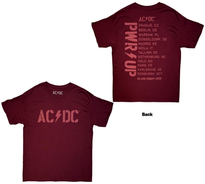 AC/DC - Logo EU Tour '25 Heren Tshirt - S - Rood