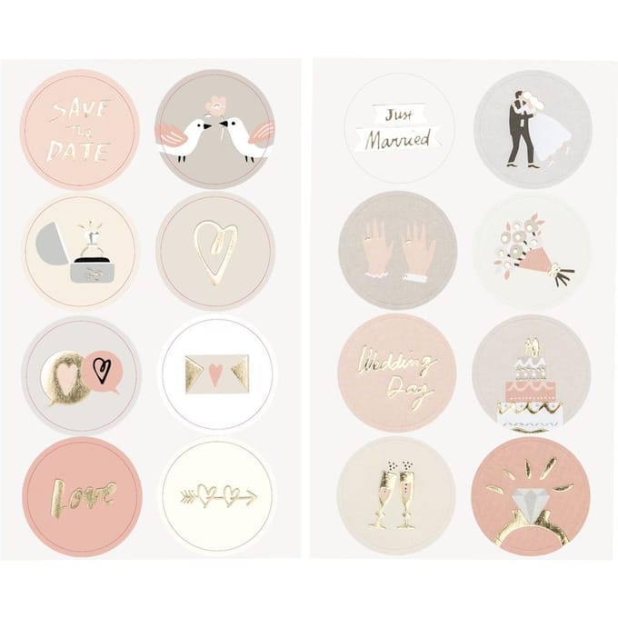 Sticker "Bruiloft", met goudfolie