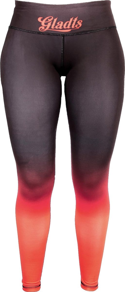 Gladts Legging met Top Dames – Zwart met rode gradiënt – 2-delig – Maat L