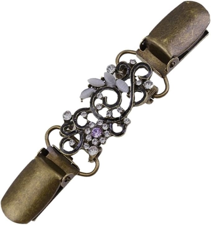 Fako Bijoux® - Vestsluiting - Vestclip - Wave - Kristal - Bronskleurig