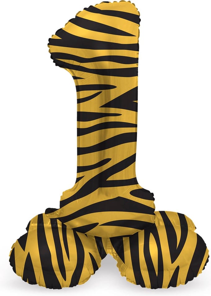 Staande Folieballon Cijfer 1 Tiger Chic - 41 cm