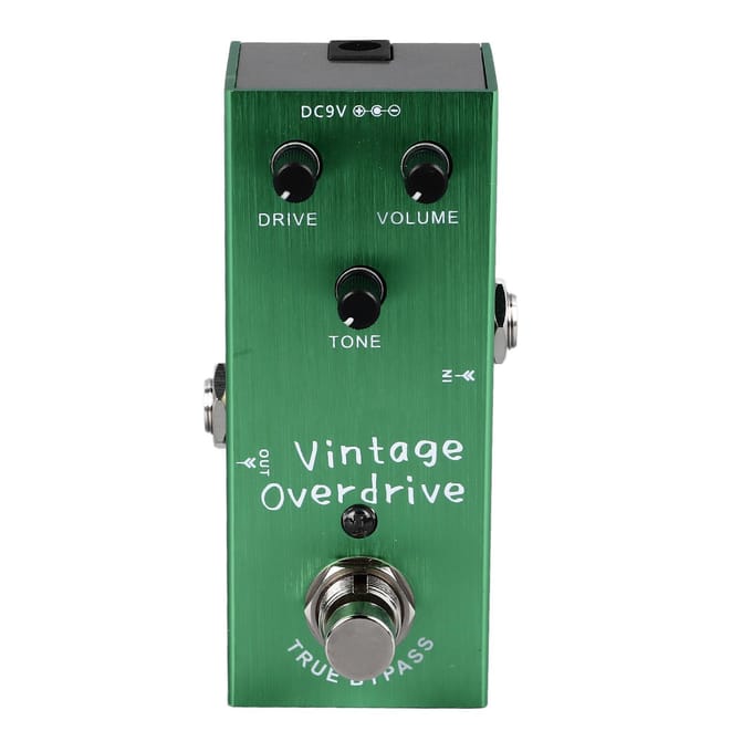 Pédale d'Effet Guitare Overdrive Vintage Réglable True Bypass Portable Accessoire d'Instrument Vert Clair blue