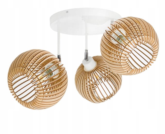 Loft Plafondlamp Houten Armen 3x E27 Verstelbaar