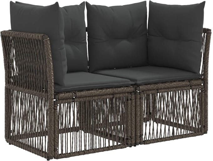 vidaXL - Tuin - Sofa - 2-Aantal - zitplaatsen - Grijs - poly - rattan