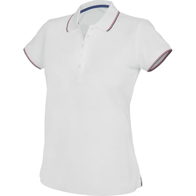 Kariban Damespolo korte mouwen K251 - White / Navy / Red - M