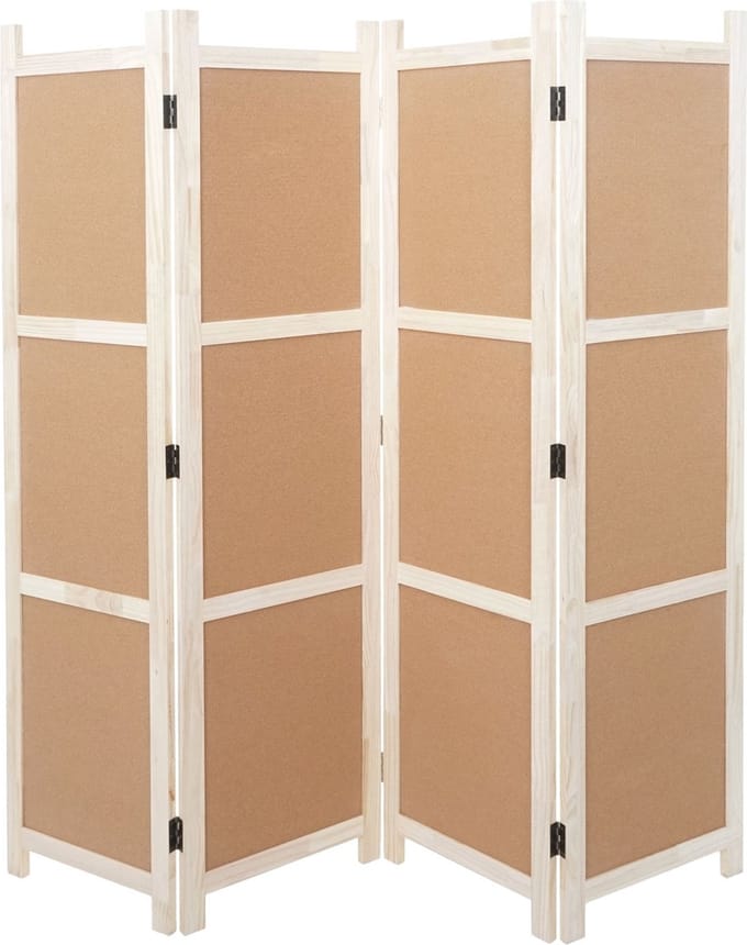Kamerscherm MCW-G52, kamerscherm privacyscherm, prikbord kurk ~ bruin, 4 panelen 166x160cm