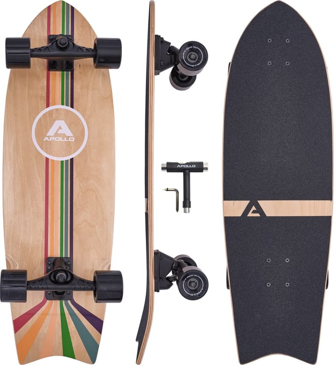 Apollo Mini Cruiser Longboard Surfskate Pro Stripes