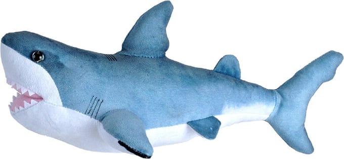 Wild Republic Pluche knuffel witte haai - haaien/vissen knuffels - 35 cm