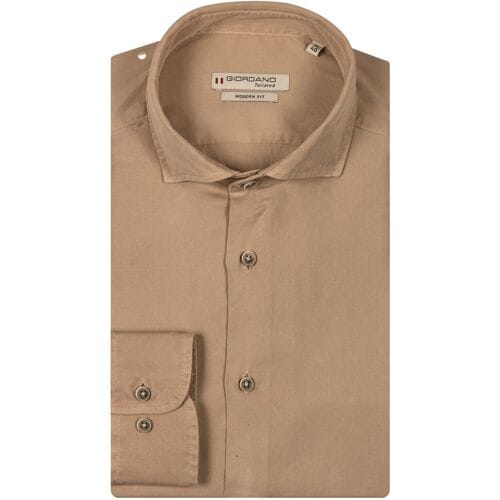 Giordano Overhemd Row Tencel Soft Garment Wash Bruin / male