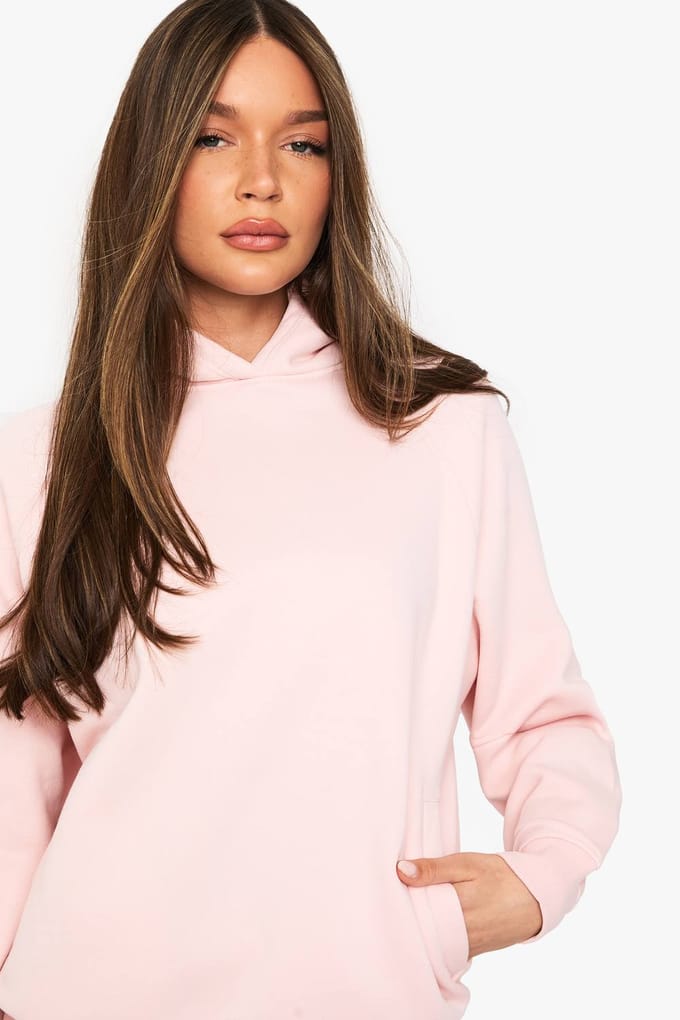 boohoo Dames Raglan Naad Oversized Hoodie | Lichtroze | Maat: Medium