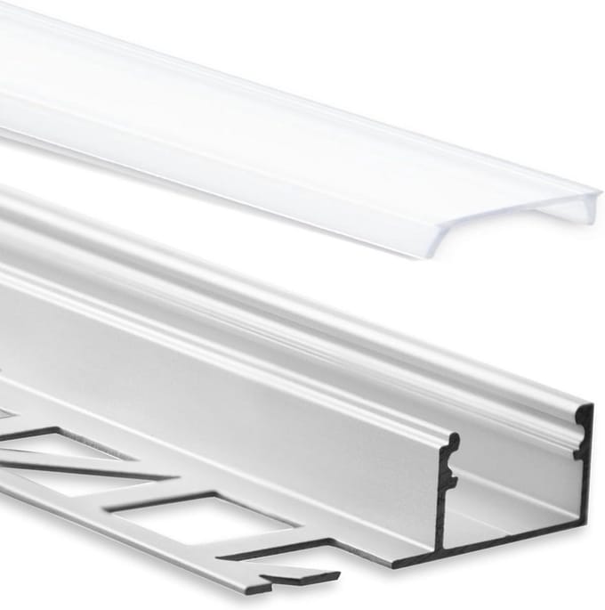 Aluminium LED Profiel voor Tegels 2 Meter Inclusief Melkachtige Cover