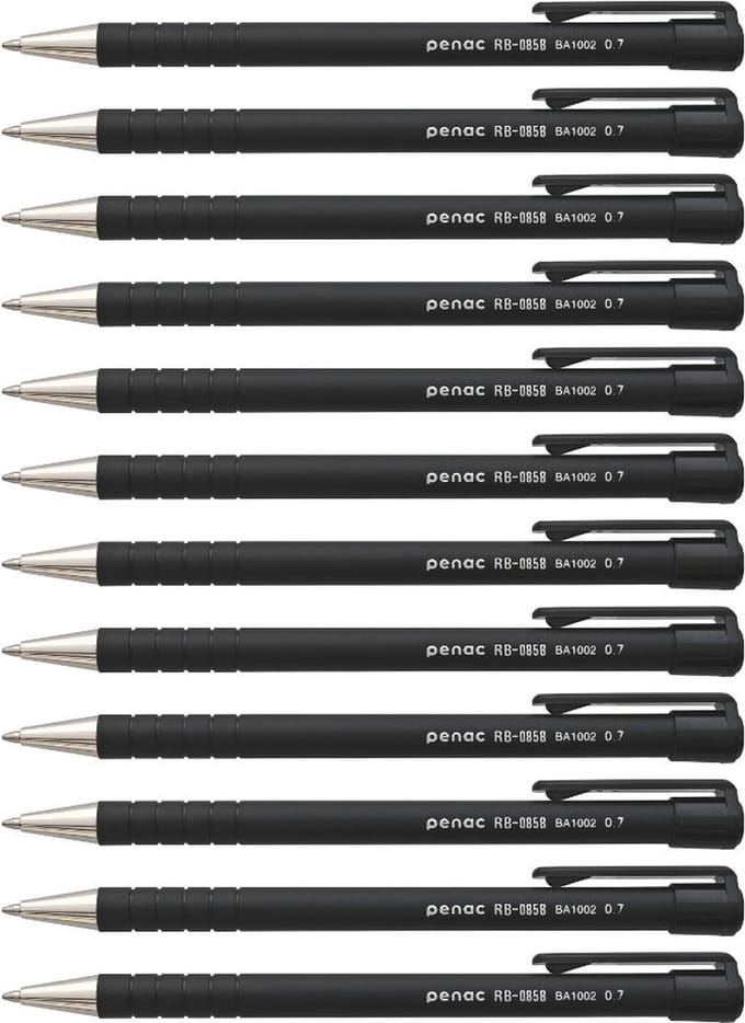 Penac Balpen - RB-085 - 12-pack - Zwart - 0.7mm - Zwarte inkt