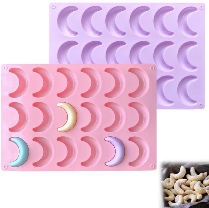 Dailygoods - Set van 2 Vanillekipferl Bakvormen Siliconen - Voor Heteluchtfriteuses en Ovens