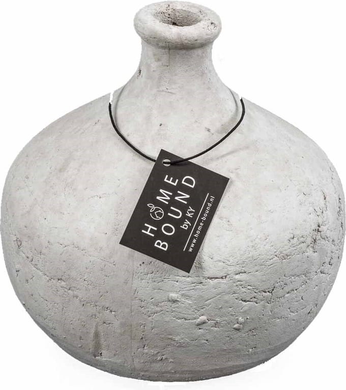 HomeBound by KY | Aardewerk vaas wit | 15x15x14cm | vaas wit aardewerk