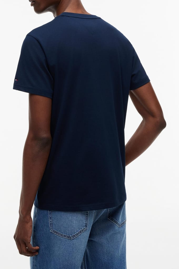Tommy Jeans T-shirt Tjm Slim Sign Chest Ss Tee Ext Dm0dm22538 C1g Dark Night Navy Mannen Maat - S