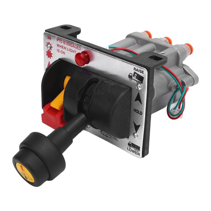 Soupape de commande de camion avec kickout WA201X Alliage métallique Performance améliorée Prise de force Double valve de commande pneumatique Kit pour pompe de benne black