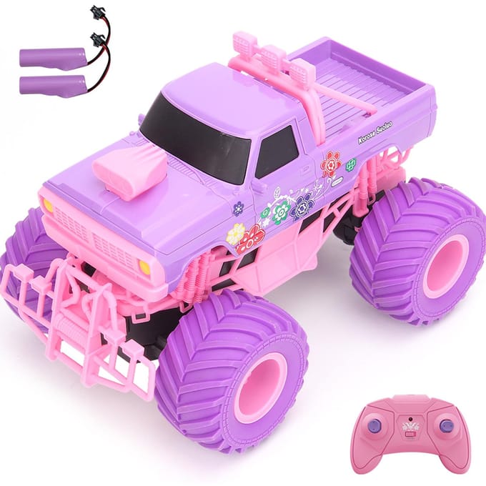 Afstandsbediening auto voor meisjes 2,4 GHz roze paars afstandsbediening pick-up oplaadbaar off-road Style B 2 Battery roze/paars