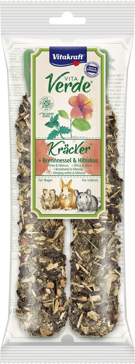 Vitakraft Vita Verde Nature Kräcker Brandnetel & Hibiscus - Knaagdiersnack