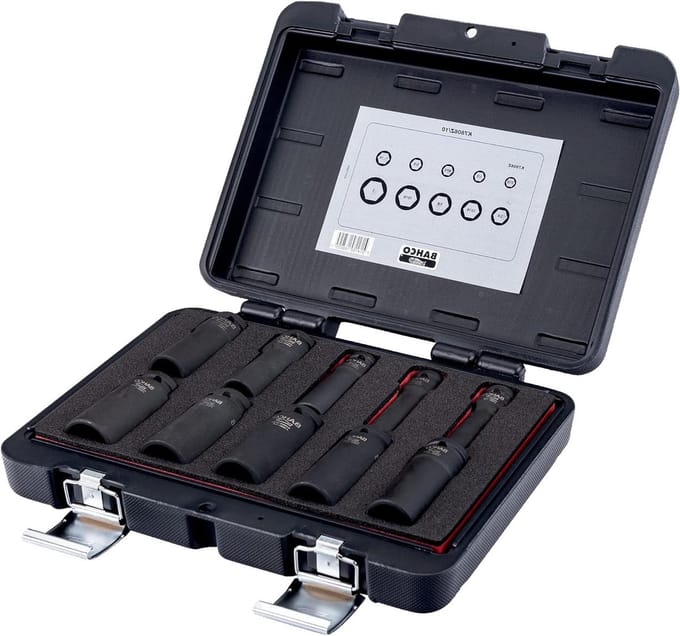 Slagdoppen Set - Dopsleutels Set - Mecánica de Mantenimiento - Larga - 1/2" - Zwart