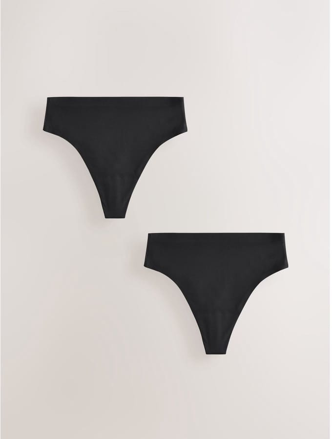 Next - Dames - Set van 2 No VPL menstruatiestrings met hoge taille - Zwart