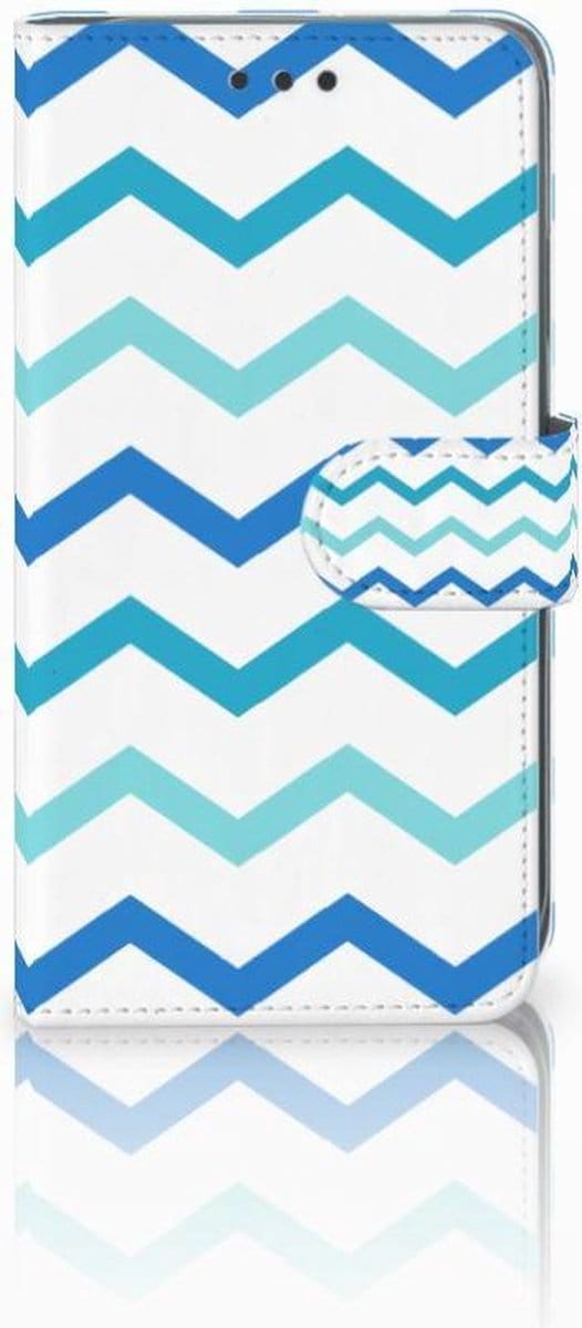 Apple iPhone Xr Telefoon Hoesje Zigzag Blauw
