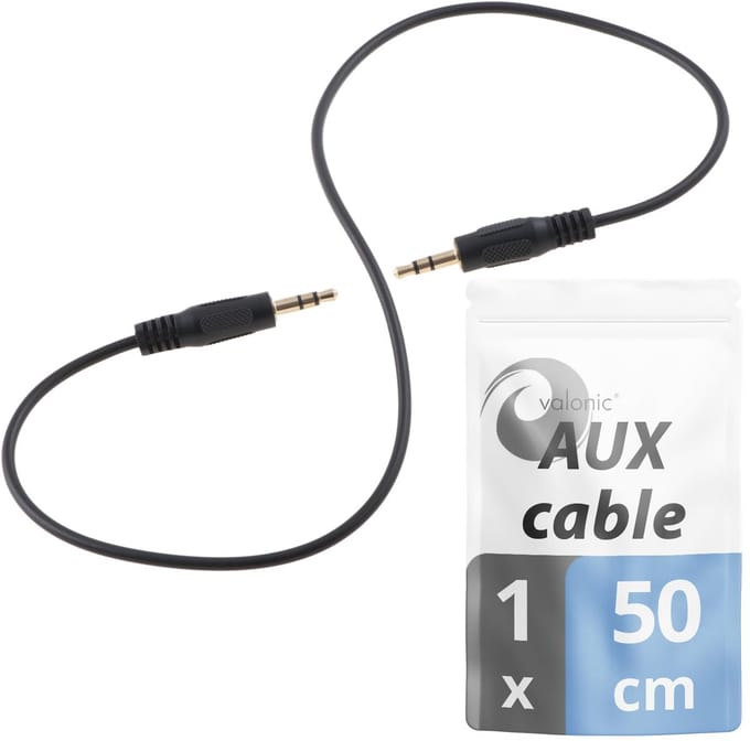 AUX kabel 3.5mm, 50 cm - audio kabel voor auto en PC - zwart