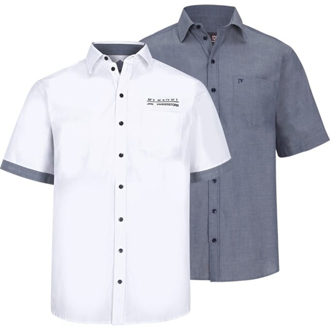 Jan Vanderstorm herren Overhemden, Set Van 2 - 41/42 - wit - Plus Size