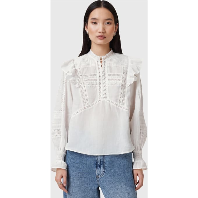 AllSaints Heather Top Chalk White Größe: 6 | Longsleeves Outlet | Damen | Weiß