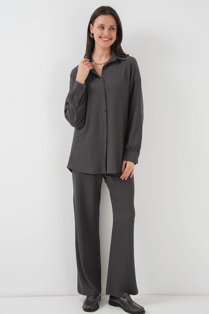 Textuur Langemouw Trui & Broek Gebreid Co-ord Set
