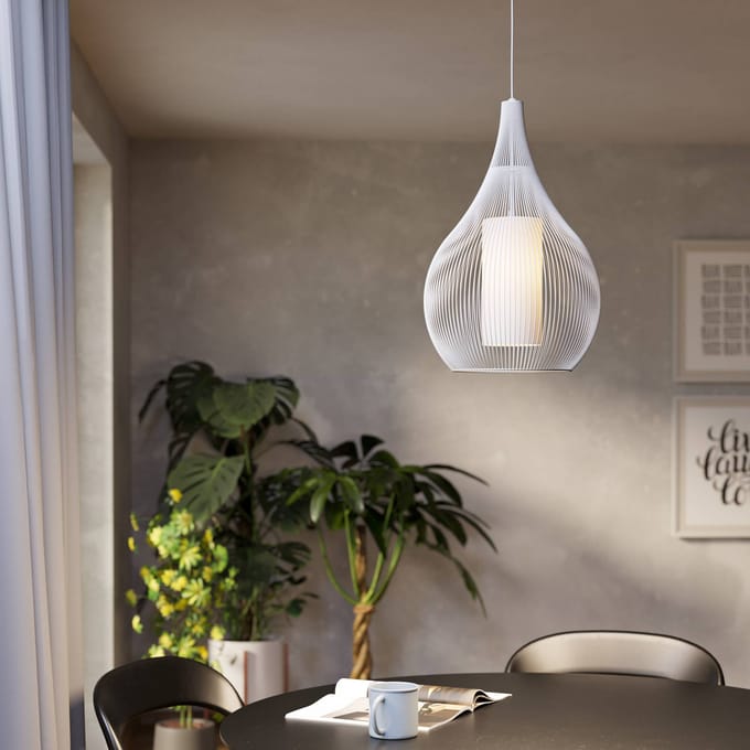 EGLO Razoni 1 Hanglamp - E27 - Ø 42,5 cm - Wit - Staal|Glas