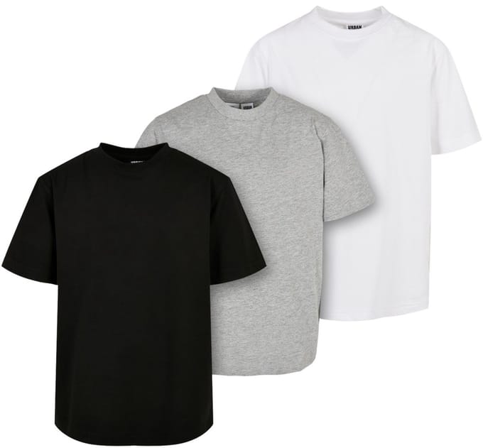 Urban Classics - Boys Tall 3 Pack Kinder Tshirt - Kids 158/164 - Wit/Zwart