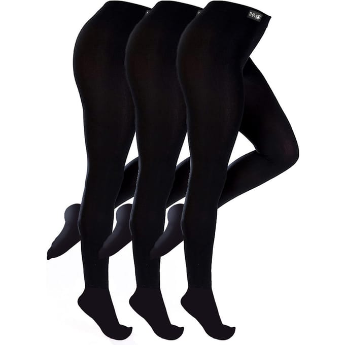 THMO - Set van 3 thermo leggings met fleece voering voor dames - Zwart