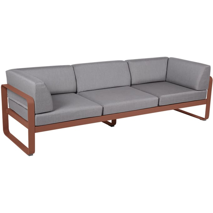 Fermob BELLEVIE club sofa 3 zits - 20 okerrood - 79 Flanelgrijs