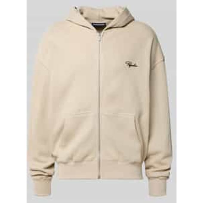 Oversized sweatjack met capuchon en logostitching