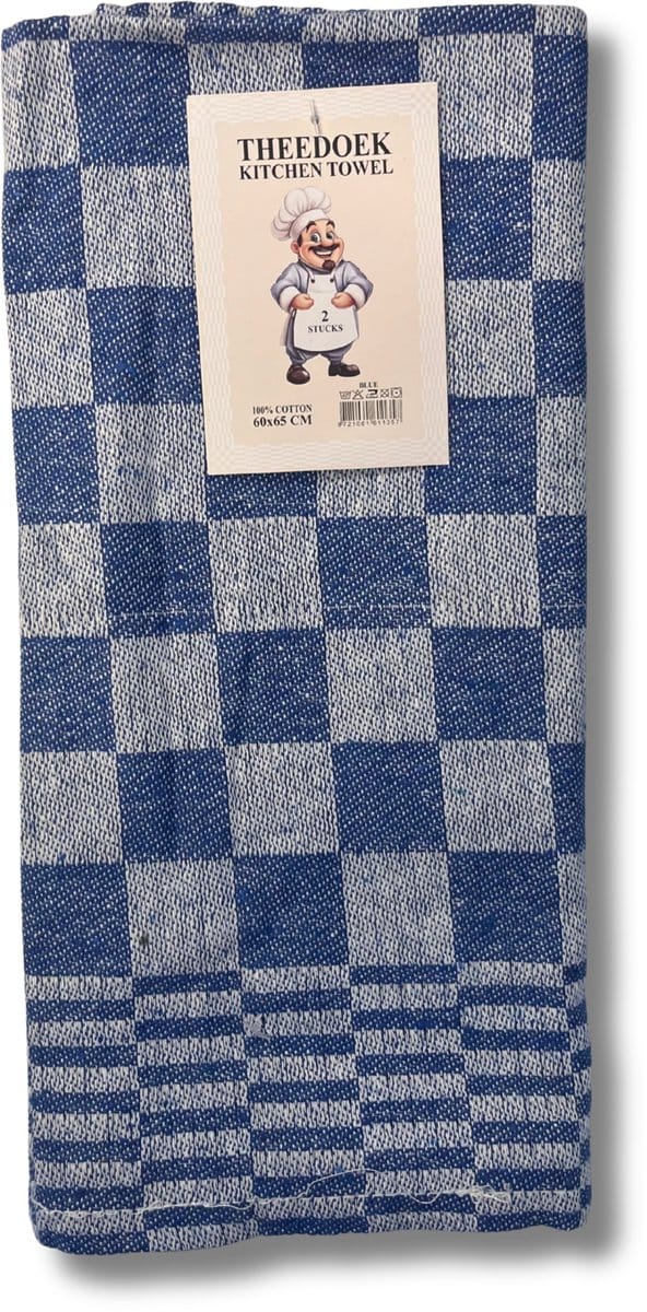 Theedoekenset - 60 x 65 cm - Geblokt - Blauw (per set van 2)