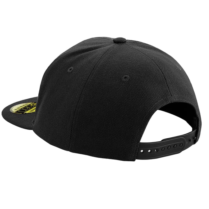 Beechfield Originele 6 Paneel Flat Peak Snapback Cap (Zwart)
