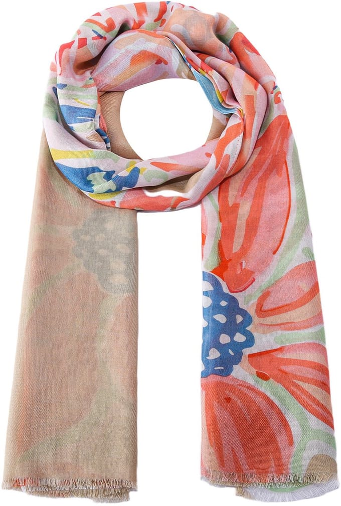 Emilie scarves - sjaal - bloemenprint - lang - beige