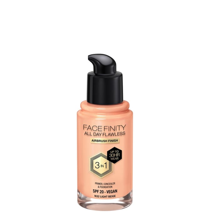 Max Factor Facefinity All Day Flawless 3 in 1 Vegan Foundation 30ml (Various Shades) - N32 - LIGHT BEIGE