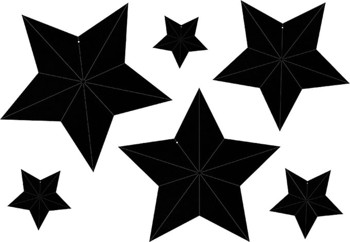 PartyDeco - Decoratie sterren zwart (6 stuks)