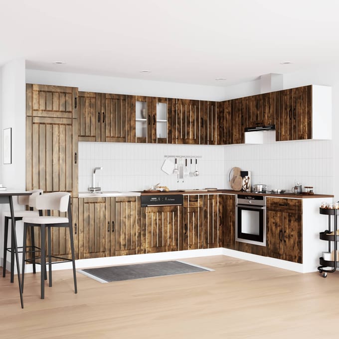 vidaXL - Waskompkast - Lucca - 2 - st - Rook - Eiken - Bewerkt - hout