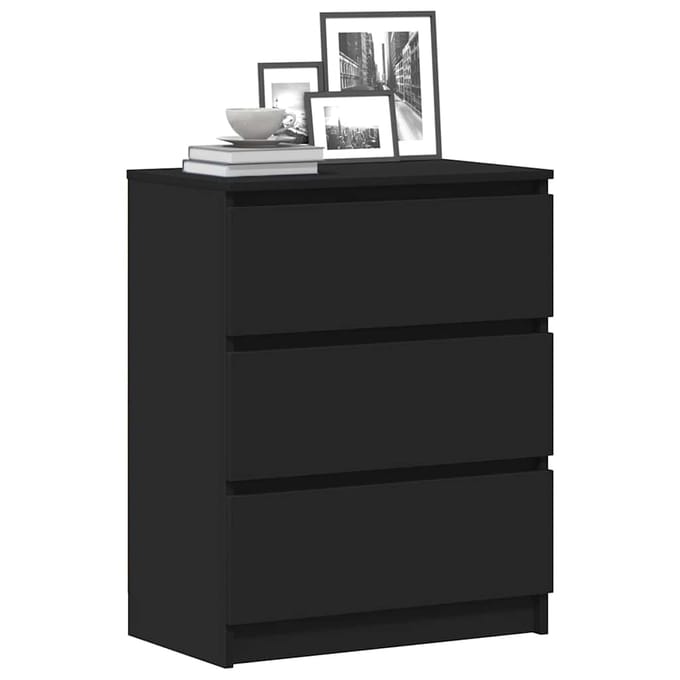 vidaXL - Dressoir - 60x35x76 - cm - bewerkt - hout - zwart
