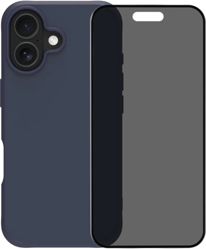 BlueBuilt Protective Back Cover met MagSafe iPhone 17 Blauw + iPhone 17 Privacy Screenprotector Glas