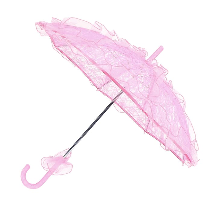 Bruiloft Bruid Paraplu Uniek Opvouwbaar Kantstof Parasol Paraplu Performance RequisietenRoze roze
