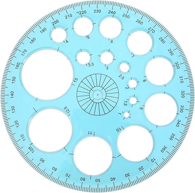 Cirkelsjabloon Tekenen - Meetliniaal Stencil - Ontwerpen Tekenen - Multifunctioneel Hulpmiddel - 11.5 cm Diameter - Transparant